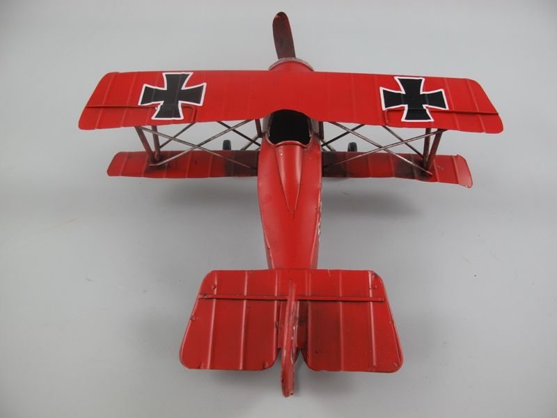 Blechmodell - Doppeldecker Flugzeug Roter Baron, 25 cm