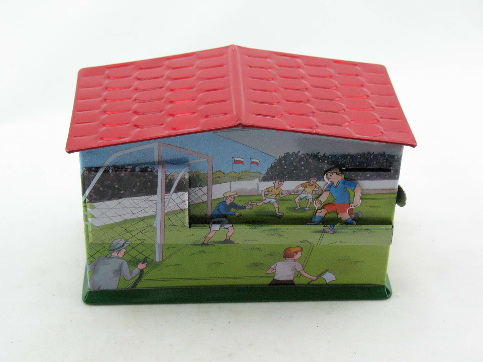 Blechspielzeug - Spardose Fußball, Elfmeter-Schießen