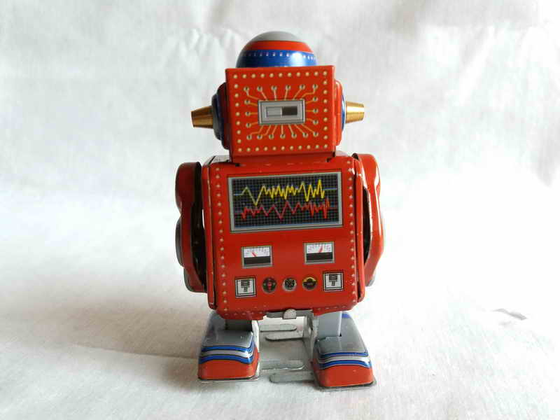 Blechspielzeug - Gehender Roboter, mini rot, Neuheit 2021