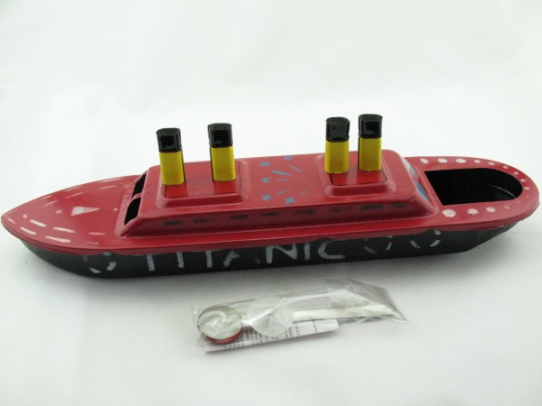 Blechspielzeug - Kerzenboot, Pop Pop Boat, Dampfboot TITANIC rot-schwarz