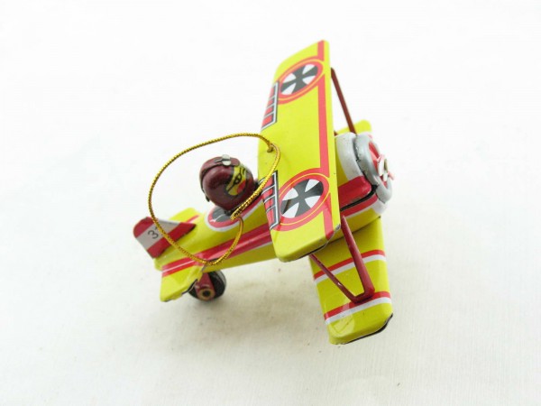 Blechspielzeug - Deko-Doppeldecker Flugzeug