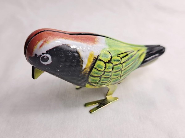 Blechspielzeug - Pickvogel zum Aufziehen, grün