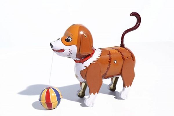Blechspielzeug - Hund Wackelschwanz mit Ball