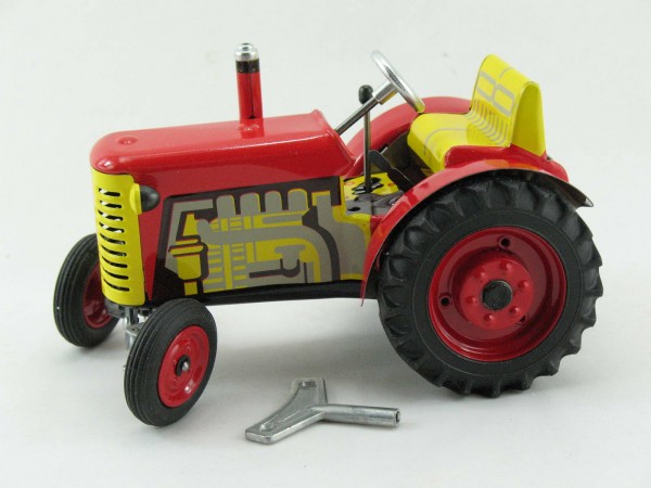 Traktor Zetor rot mit METALLFELGEN, Kovap-Neuheit 2019 – Blechspielzeug