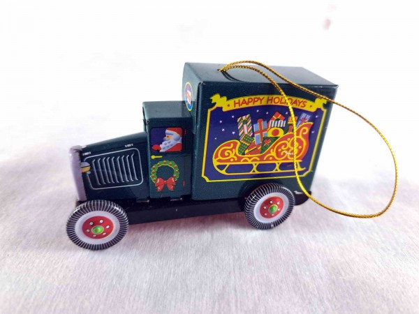 Blechspielzeug - Deko Lastwagen grün, Weihnachten