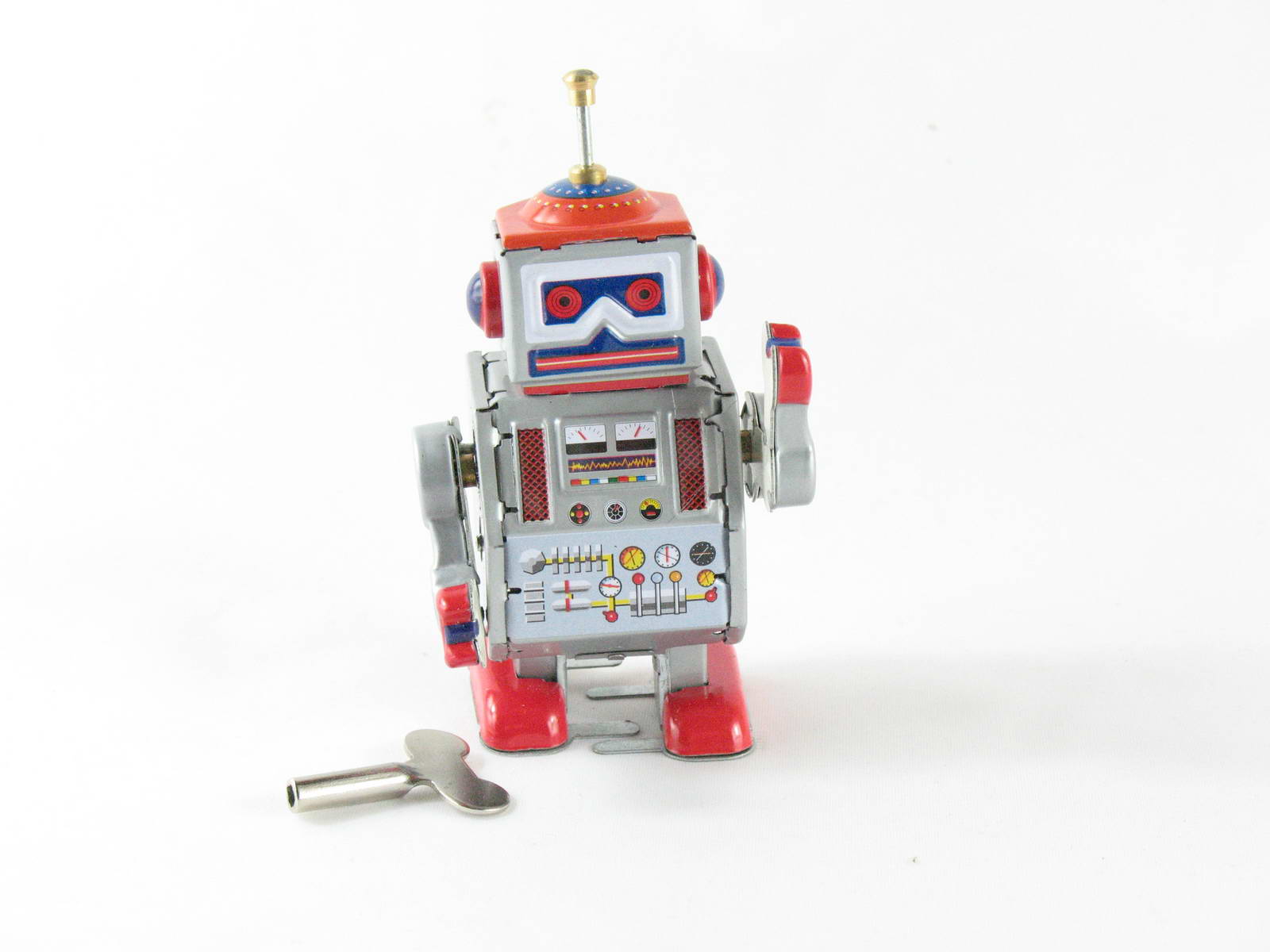 Roboter Blechspielzeug 10 cm silber/rot  1540406 