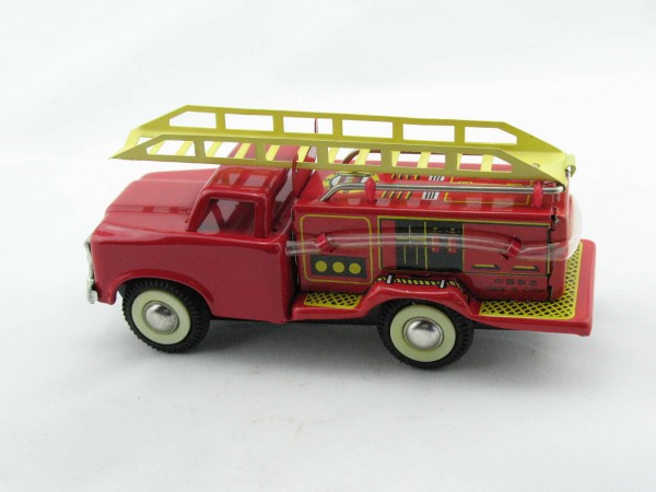 Blechspielzeug - Auto Feuerwehr klein, Leiterwagen