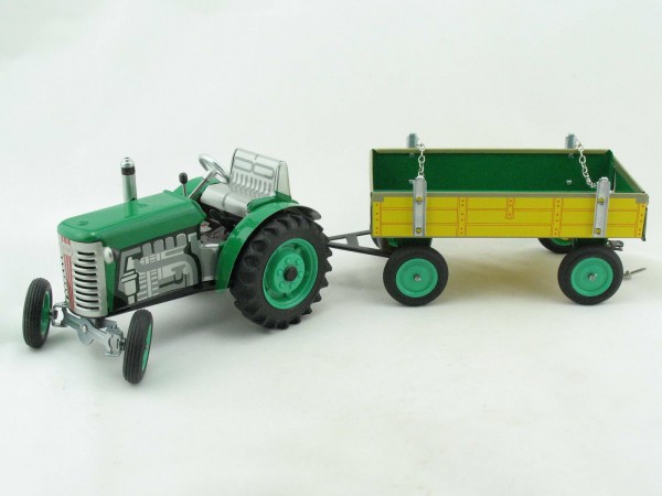 Traktor ZETOR mit Anhänger, grün von KOVAP - Blechspielzeug